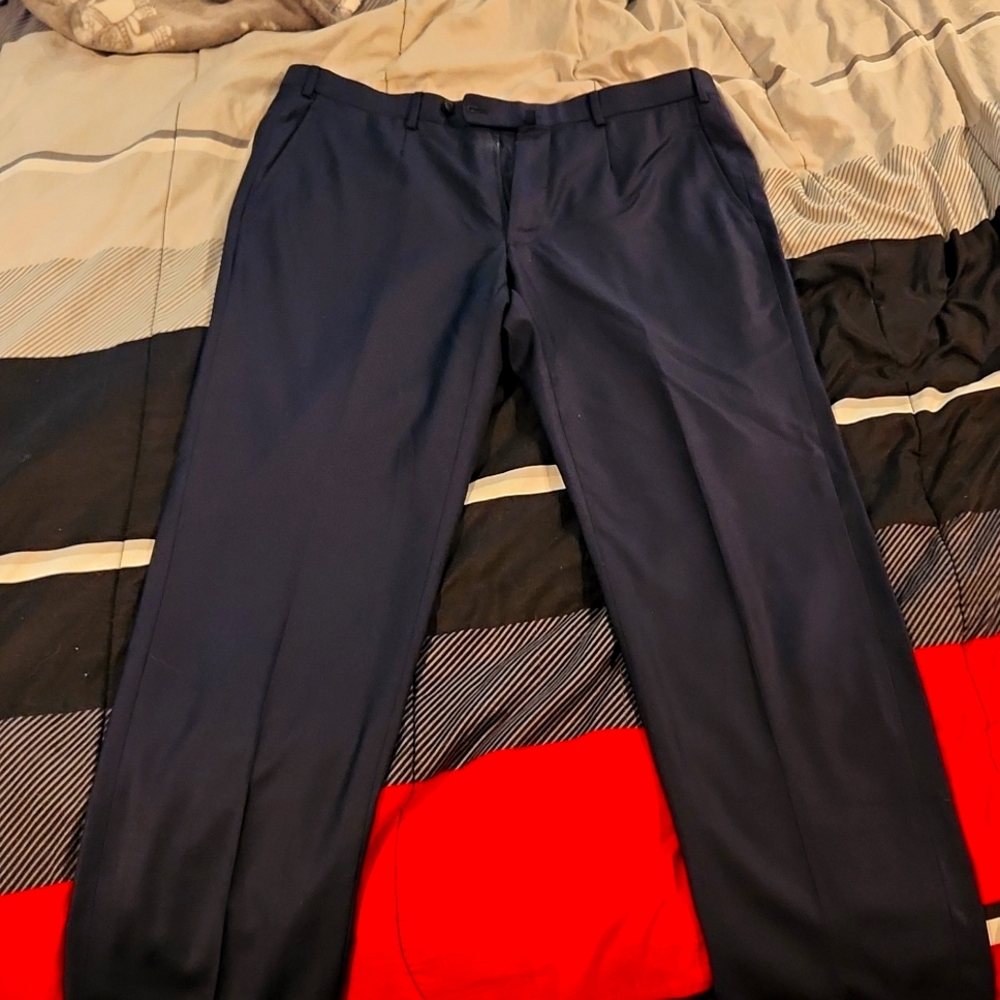 Isaia Size 50/ US 34 100% Wool Aquaspider Navy Blue Dress pants